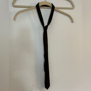 Skinny black “satin” neck tie